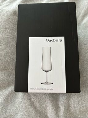 Orrefors Kosta Boda Clear Champagne Flutes - Set of 2 NIB